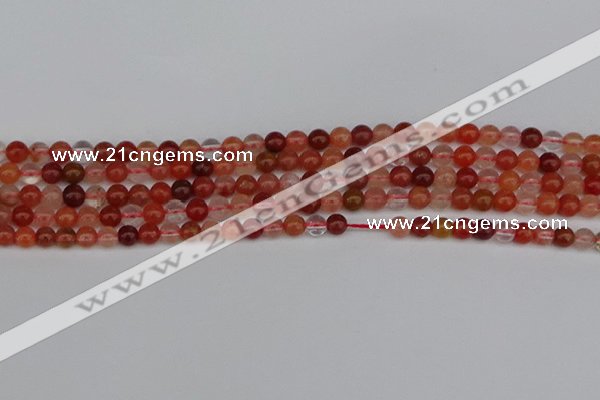 CRH600 15.5 inches 4mm round red rabbit hair quartz beads