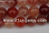 CRH602 15.5 inches 8mm round red rabbit hair quartz beads