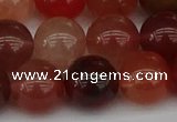 CRH604 15.5 inches 12mm round red rabbit hair quartz beads