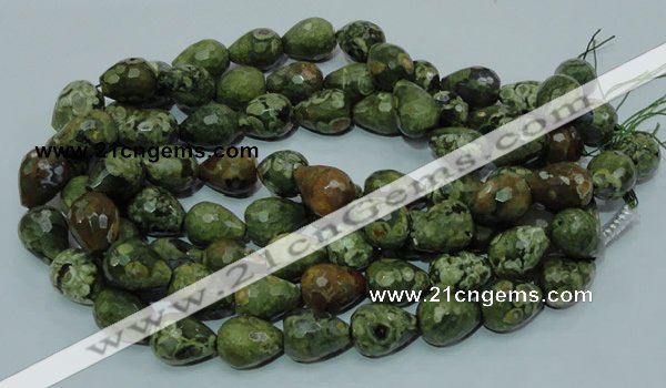 CRH65 15.5 inches 15*20mm faceted teardrop rhyolite beads wholesale