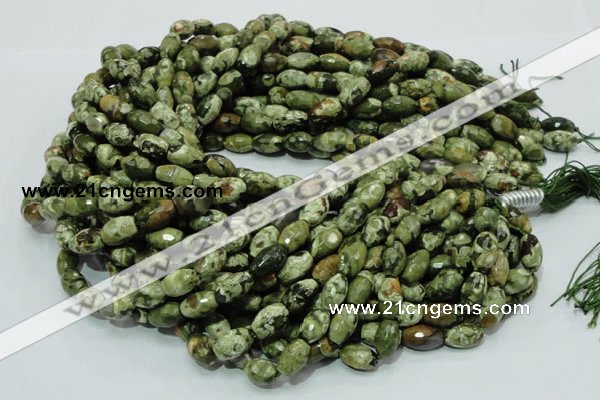 CRH66 15.5 inches 7*11mm faceted rice rhyolite beads wholesale