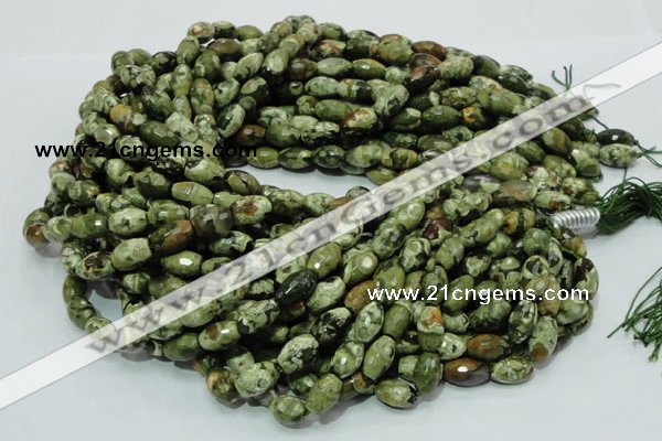 CRH67 15.5 inches 8*13mm faceted rice rhyolite beads wholesale