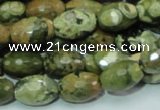 CRH68 15.5 inches 10*15mm faceted rice rhyolite beads wholesale