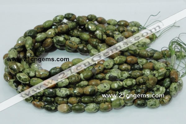 CRH68 15.5 inches 10*15mm faceted rice rhyolite beads wholesale