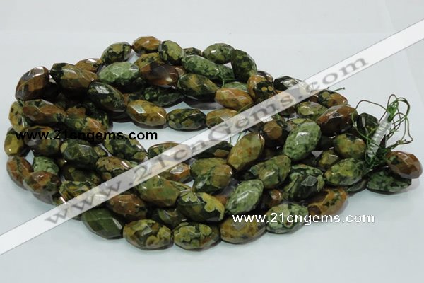 CRH69 15.5 inches 15*25mm faceted rice rhyolite beads wholesale