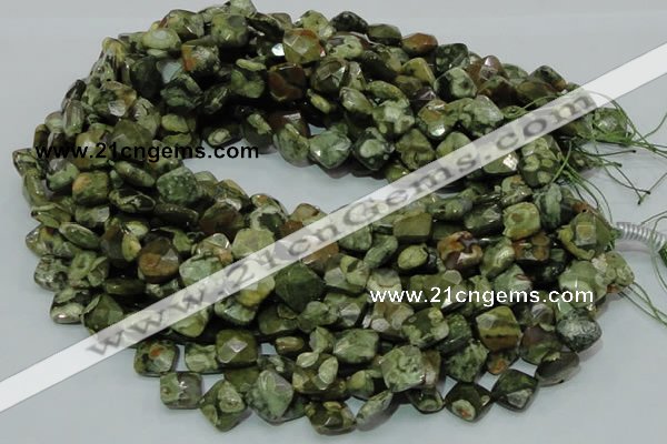 CRH73 15.5 inches 12*12mm faceted rhombic rhyolite beads wholesale