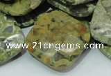 CRH77 15.5 inches 30*30mm faceted rhombic rhyolite beads wholesale