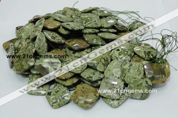 CRH77 15.5 inches 30*30mm faceted rhombic rhyolite beads wholesale