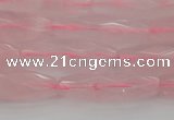 CRI02 15.5 inches 10*30mm faceted rice rose quartz beads wholesale