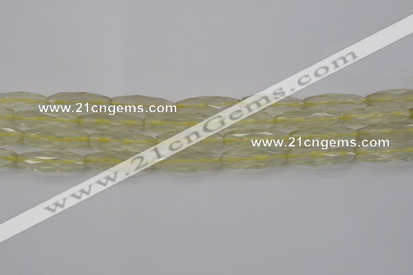 CRI03 15.5 inches 10*30mm faceted rice lemon quartz beads wholesale