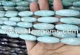 CRI110 15.5 inches 10*30mm faceted rice amazonite gemstone beads