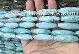 CRI111 15.5 inches 10*30mm faceted rice amazonite gemstone beads