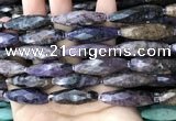 CRI114 15.5 inches 10*30mm faceted rice charoite gemstone beads