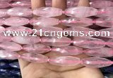 CRI117 15.5 inches 10*30mm faceted rice rose quartz beads