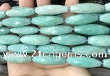 CRI120 15.5 inches 10*30mm faceted rice amazonite gemstone beads