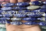 CRI121 15.5 inches 10*30mm faceted rice sodalite gemstone beads