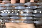 CRI125 15.5 inches 10*30mm faceted rice grey agate gemstone beads