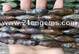 CRI130 15.5 inches 10*30mm faceted rice agate gemstone beads