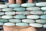 CRI142 15.5 inches 10*30mm faceted rice amazonite gemstone beads