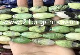 CRI149 15.5 inches 10*30mm faceted rice green chrysotine beads