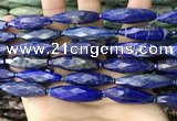 CRI151 15.5 inches 10*30mm faceted rice lapis lazuli beads