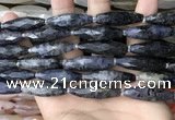 CRI152 15.5 inches 10*30mm faceted rice iolite gemstone beads