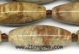 CRI161 15 inches 15*38mm - 16*40mm rice chrysanthemum agate beads