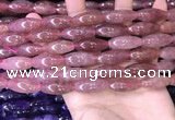 CRI303 15.5 inches 10*25mm rice strawberry quartz beads wholesale