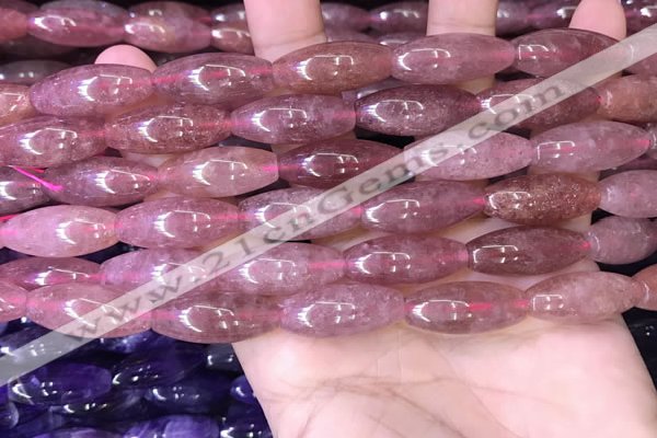 CRI303 15.5 inches 10*25mm rice strawberry quartz beads wholesale