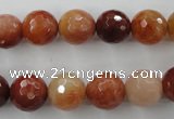 CRJ254 15.5 inches 12mm faceted round red jade gemstone beads