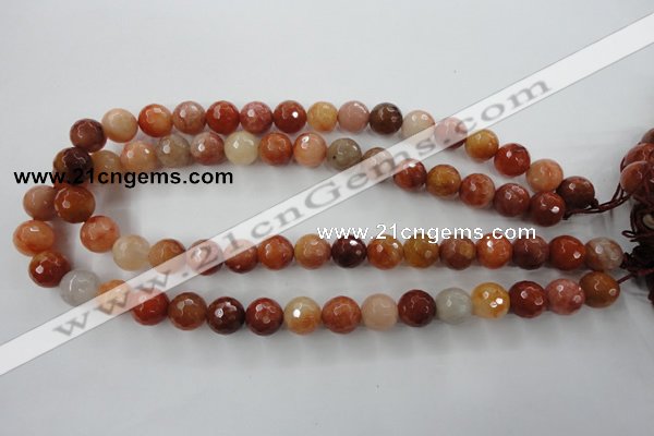 CRJ254 15.5 inches 12mm faceted round red jade gemstone beads