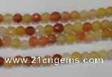 CRJ400 15.5 inches 4mm faceted round red & yellow jade beads