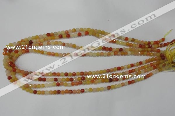 CRJ400 15.5 inches 4mm faceted round red & yellow jade beads