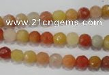 CRJ401 15.5 inches 6mm faceted round red & yellow jade beads