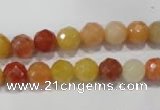 CRJ402 15.5 inches 8mm faceted round red & yellow jade beads