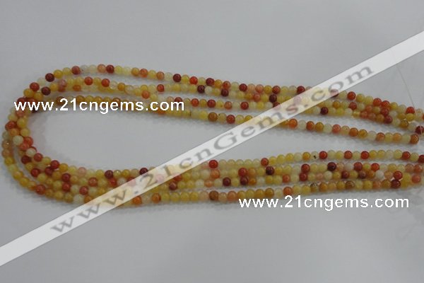 CRJ410 15.5 inches 4mm round red & yellow jade beads wholesale