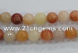 CRJ413 15.5 inches 8mm round red & yellow jade beads wholesale