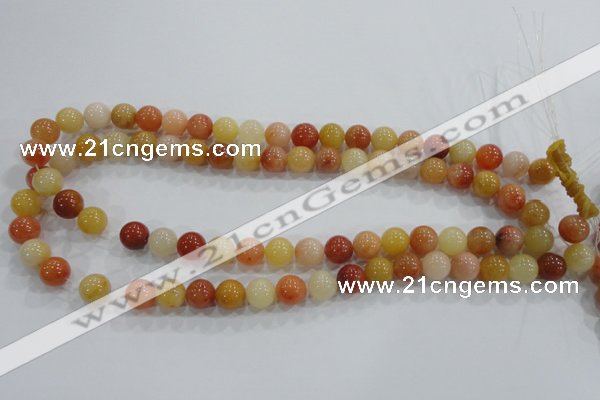 CRJ415 15.5 inches 12mm round red & yellow jade beads wholesale