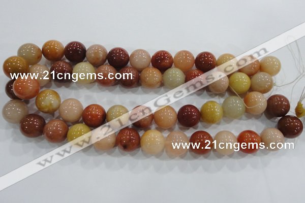 CRJ417 15.5 inches 16mm round red & yellow jade beads wholesale