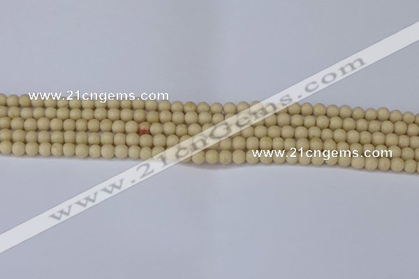 CRJ600 15.5 inches 4mm round white fossil jasper beads wholesale