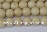 CRJ601 15.5 inches 6mm round white fossil jasper beads wholesale