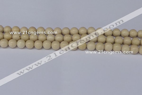 CRJ602 15.5 inches 8mm round white fossil jasper beads wholesale