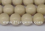 CRJ603 15.5 inches 10mm round white fossil jasper beads wholesale