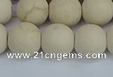 CRJ613 15.5 inches 10mm round matte white fossil jasper beads