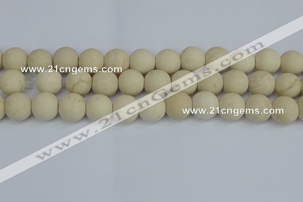 CRJ614 15.5 inches 12mm round matte white fossil jasper beads