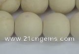 CRJ615 15.5 inches 14mm round matte white fossil jasper beads