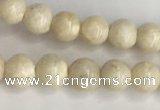 CRJ620 15.5 inches 4mmm round white fossil jasper beads wholesale