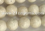 CRJ621 15.5 inches 6mm round white fossil jasper beads wholesale