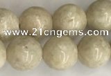 CRJ622 15.5 inches 8mm round white fossil jasper beads wholesale