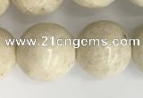 CRJ624 15.5 inches 12mm round white fossil jasper beads wholesale